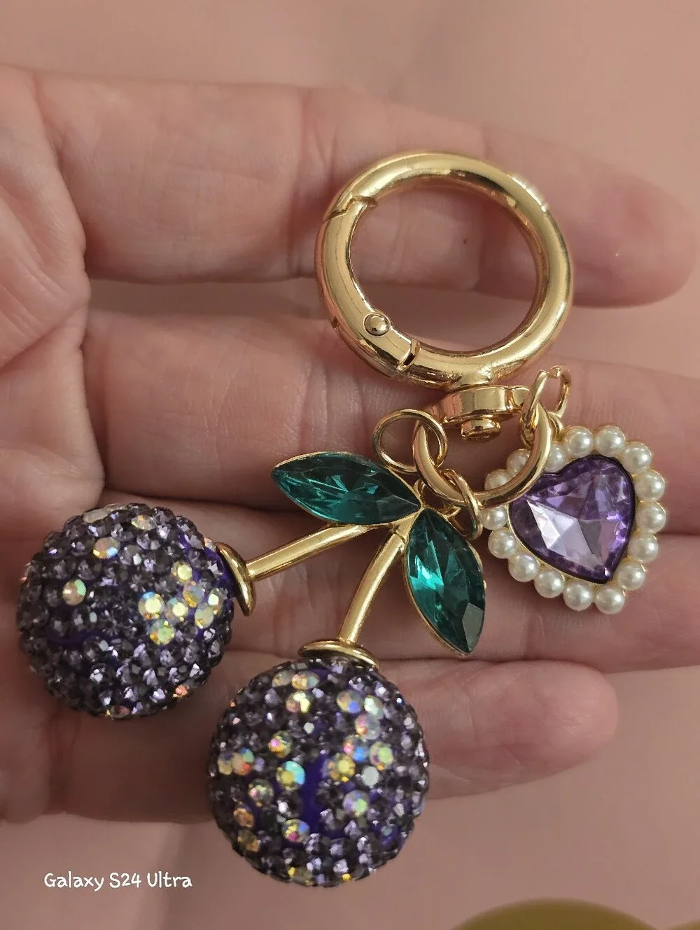 Cherry Heart Bag Charm/ Keychain NEW